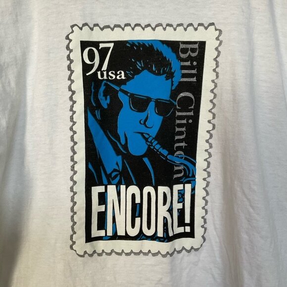 Vintage 90s Bill Clinton ENCORE! Saxophone ReElection Shirt Large Danny Boy - Picture 3 of 5